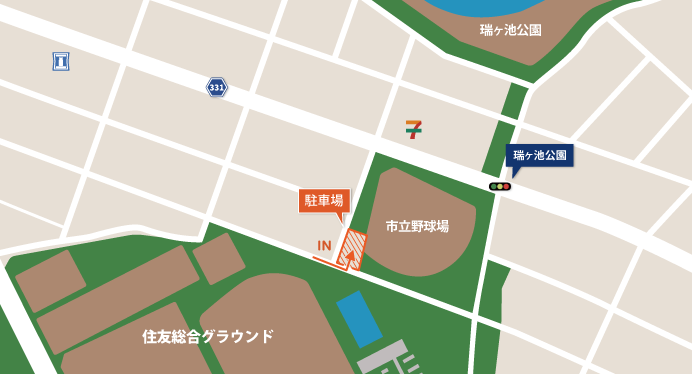 市立野球場駐車場地図